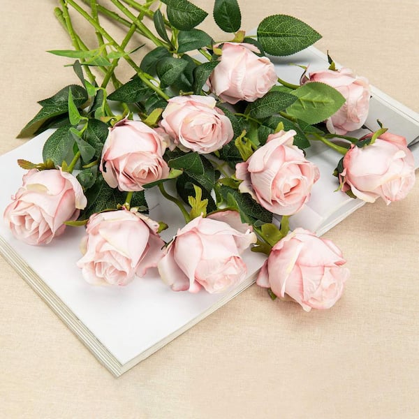 26 Heads Roses Artificial Flowers 2 Bouquets, Dried Roses With Stems  Vintage Flowers Artificial Roses Fake Flowers For Centerpiece Table Wedding