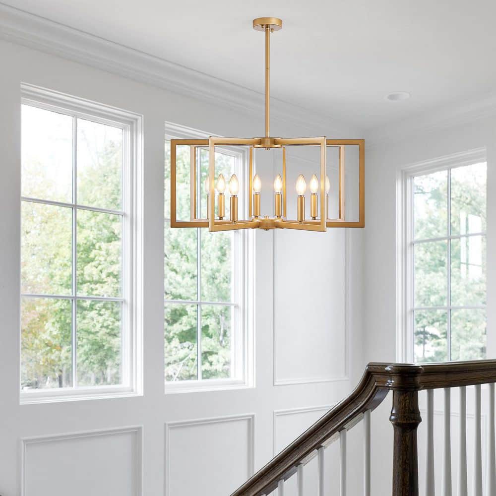 "27"" Width 8-Light Gold Octagon Chandelier for Kitchen Island with no bulbs included" price history on PriceWatchPro