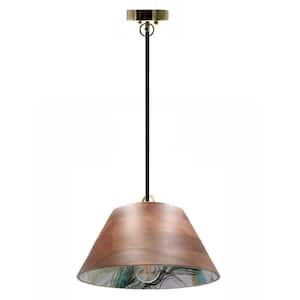 Natal 1-Light Peacock Hanging Pendant with Brown Shade