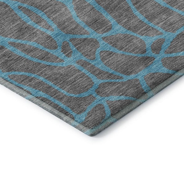 Mayfield Premium Machine Washable Abstract AMF1023 Gray 10 ft. x 14 ft. Area Rug