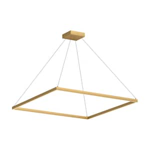 Piazza 48 in. 1 Light 100-Watt Brushed Gold Integrated LED Pendant Light