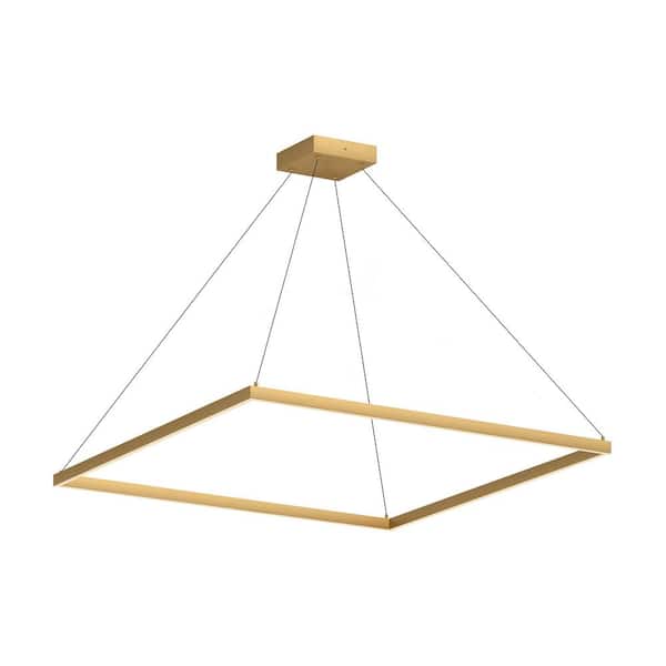 KUZCO Piazza 48 in. 1 Light 100-Watt Brushed Gold Integrated LED Pendant Light
