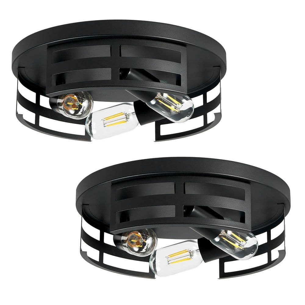 12.5 in. 3-Light Farmhouse Cage Matte Black Open Cutout Flush Mount Ceiling Light for Kitchen(2-pack) price history on PriceWatchPro