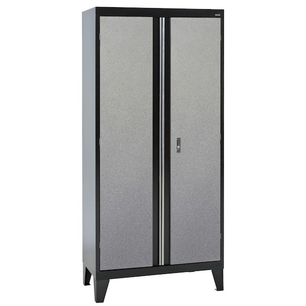 Sandusky 79 in. H x 36 in. W x 18 in. D Modular Steel 2-Door Cabinet Full Pull in Black/Multi-Granite