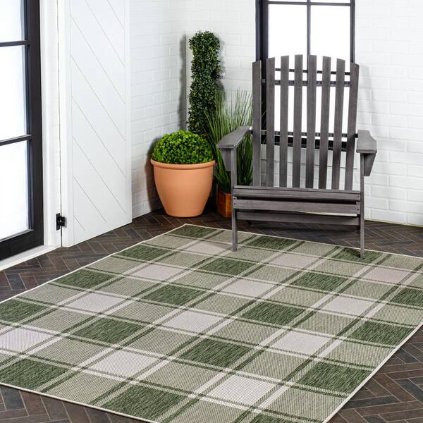 JONATHAN Y Sabine Traditional Farmhouse Bold Gingham Green/Cream 4