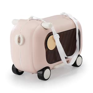 12.6 in. Pink 2-in-1 Kids Ride On Suitcase, Toddler Carry On Luggage with Wheels