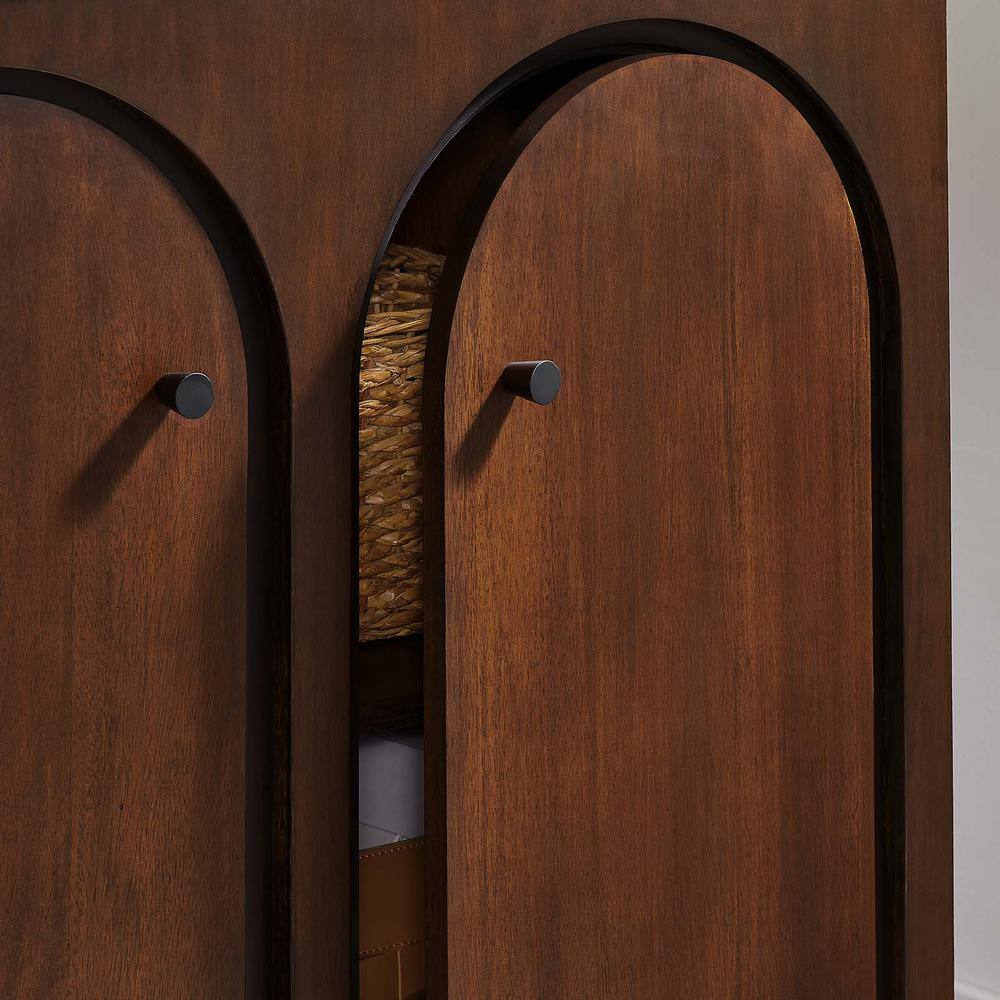 Appia Walnut Wood 36.2" Arched Door Storage Cabinet with Adjustable Shelves