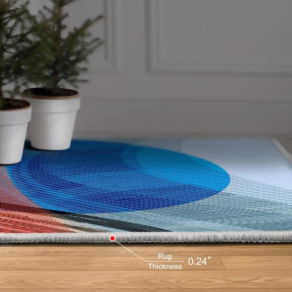 Multi-Colored 8 ft. x 10 ft. Ephemeral Sunset Washable Cirlces Art Area Rug