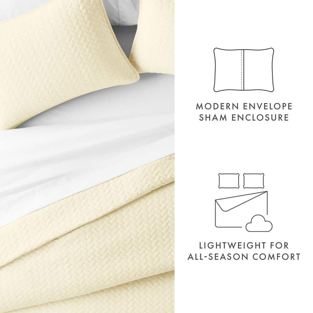 Yellow Full Microfiber Quilted Coverlet Set