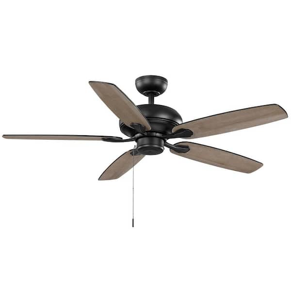 Hampton Bay Rockport Ii 52 In Indoor Matte Black Led Ceiling Fan With Light Kit Downrod And Reversible Blades Included 92365 The