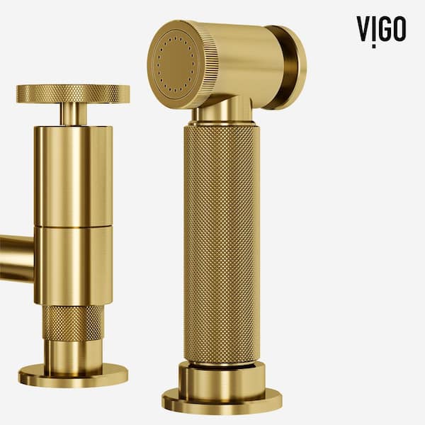 VIGO Cass Double Handle 8 in. Widespread Bridge Kitchen Faucet