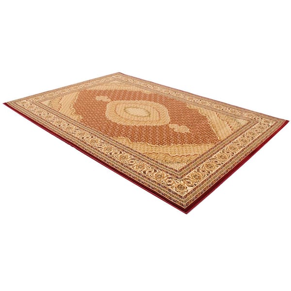 Majestic Red 2 ft. 3 in. x 5 ft. Traditional Doormat Area Rug Entrance Floor Mat