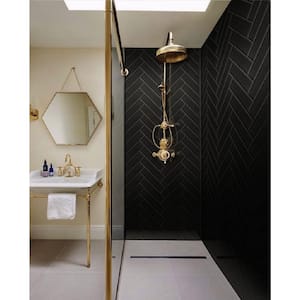 Black 4 in. x 16 in. Polished Glass Mosaic Tile (5.33 sq. ft./Case)