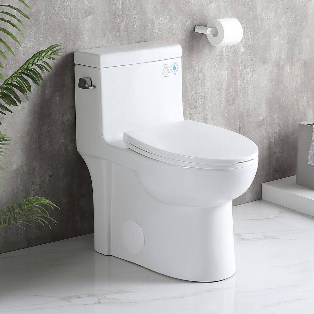 12 in. 1-Piece 1.28 GPF Single-flush Toilet Elongated Bowl with Soft Close 