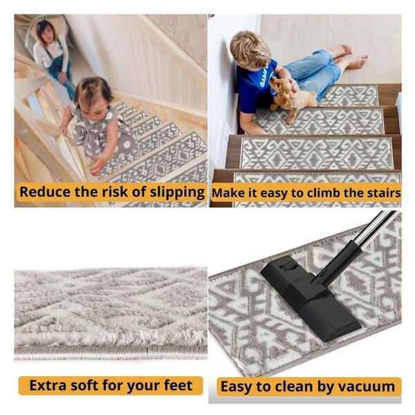 THE SOFIA RUGS Sofihas, Grey/White 31 in. x 31 in. Non-Slip Landing Mat,  Polypropylene w/Rubber Backing, Stair Tread Cover MAT-65B-GR - The Home  Depot