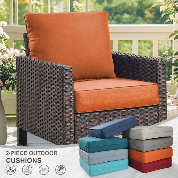 24 in. x 24 in. x 6 in. 6-Piece CushionGuard Outdoor Thicken Sofa Deep Seat Replacement Cushion Set in Orange