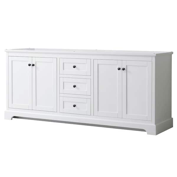 Wyndham Collection Avery 79 in. W x 21.75 in. D x 34.25 in. H Double Bath Vanity Cabinet without Top in White