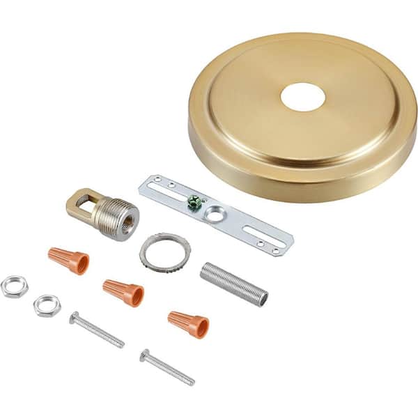Unbranded 5-1/2 in. Dia w/Collar Loop & 1 in. Center Hole, Warm Brass Finish Transitional Chandelier Fixture Canopy Kit