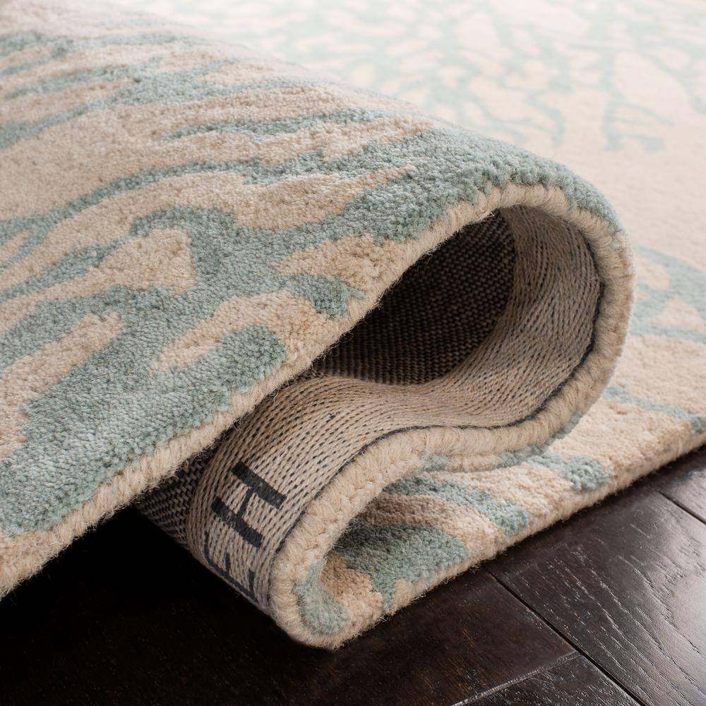Bella Beige and Blue Hand-Tufted Wool Area Rug