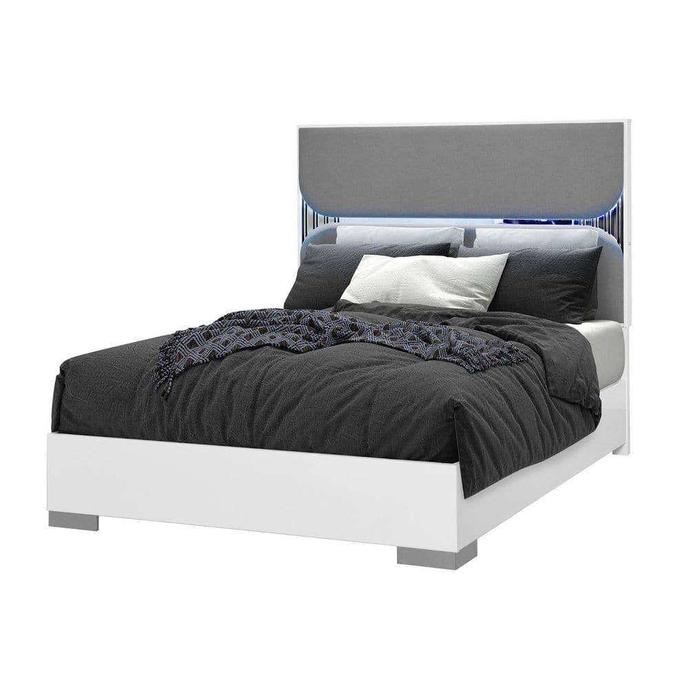 White Wood Frame Queen Panel Bed