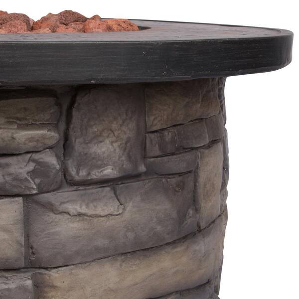 Shine Company Sevilla 35 in. Round Outdoor Fire Pit Table - Stone Shine Company Sevilla 35 in. Round Outdoor Fire Pit Table - Stone