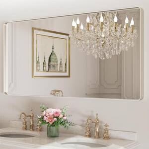 60 in. W x 36 in. H Rectangular Aluminum Framed Wall Bathroom Vanity Mirror in Silver