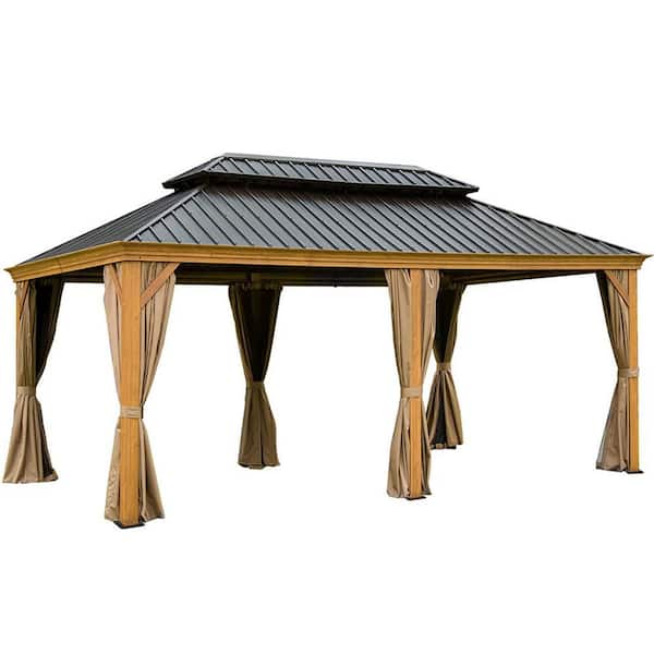 ToolCat 12 ft. x 20 ft. Yellow Brown Wood Grain Aluminum Double