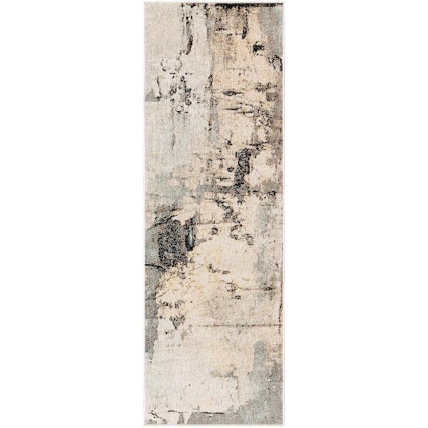 Nourison Washable Decor Blue 2 ft. x 6 ft. Abstract Contemporary Runner Area Rug