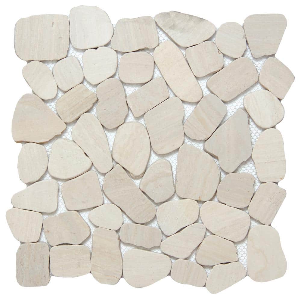Ivory Pebble Stone 12x12 Textured Mosaic Tile
