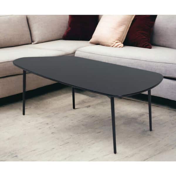 HomeRoots 47.25 in. Black Specialty Stone Coffee Table