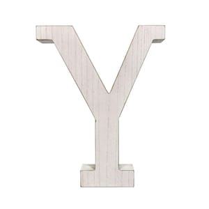 Large 15.75 in. Tall Distressed White Wash Decorative Monogram Wood Letter (Y)