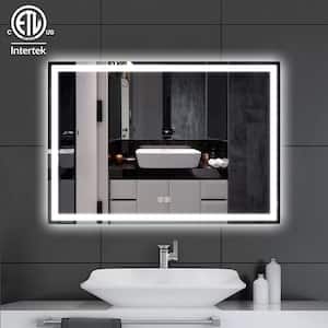 40 in. W x 28 in. H Rectangular Frameless LED Light with 3-Color and Anti-Fog Wall Mounted Bathroom Vanity Mirror