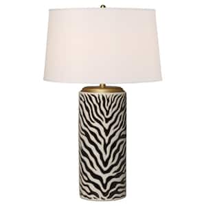 34 in. Black and White Zebra Ceramic Table Lamp