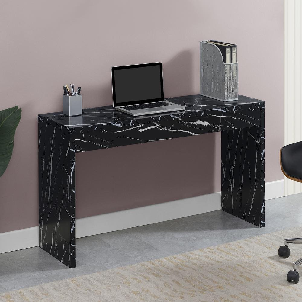 Northfield 48 in. L Black Faux Marble Rectangle Manufactured Wood Console Table