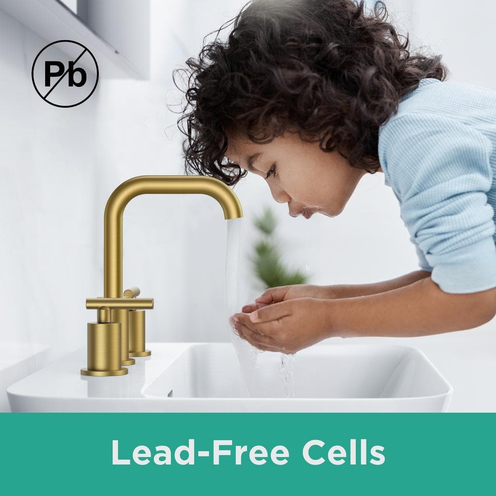 Brushed Gold 8-Inch Double Handle Widespread Bathroom Faucet