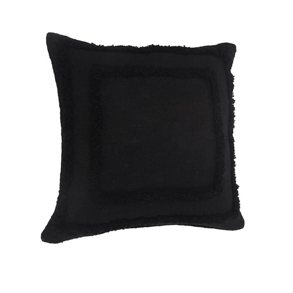 Ostrich Trim Pillow - Black / Velvet