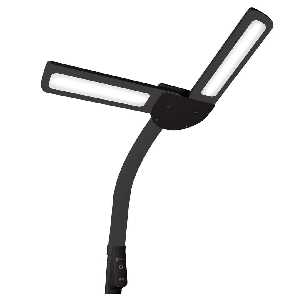Black Adjustable LED Floor Lamp with USB Charging Port