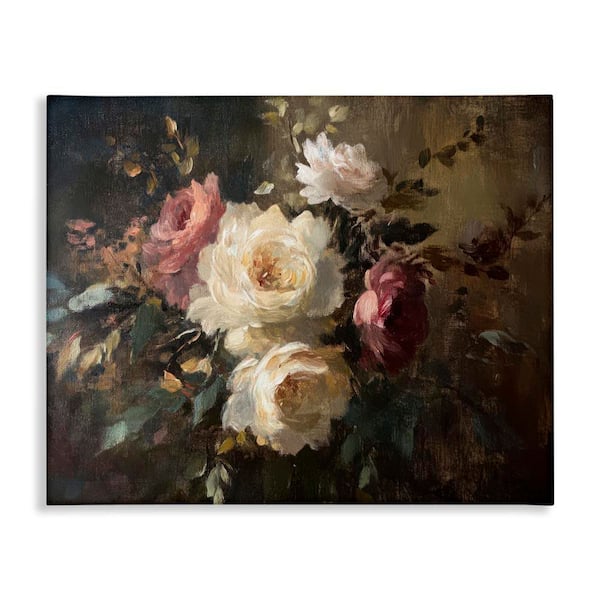 Dark Still Life Roses by Petal Prints Design Unframed Nature Graphic Art Print 30 in. x 40 in.