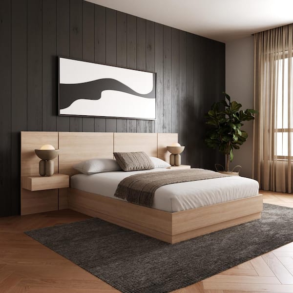 Nexera Milano 4-Piece Natural Blonde Oak Full Size Wood Bedroom Set