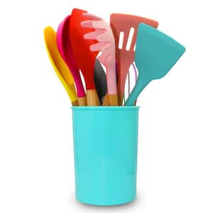 12 Piece Multicolor Silicone Spatula Set with Wooden Handles - Non-Stick Silicone Utensils for Cooking