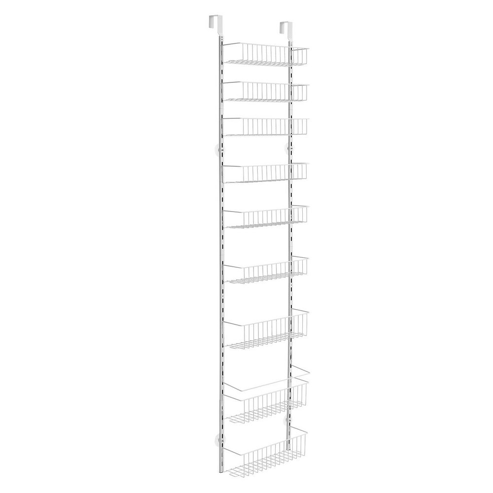 9-Tier Over the Door Pantry Organizer Hanging Storage Rack Adjustable Kitchen in White