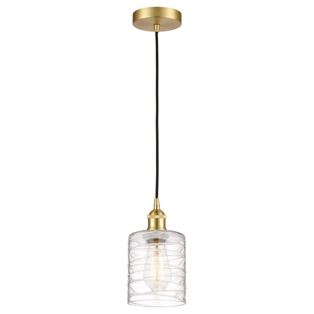 Cobbleskill 60-Watt 1-Light Satin Gold Standard Mini Pendant Light with Clear Glass Shade, No Bulbs Included price history on PriceWatchPro