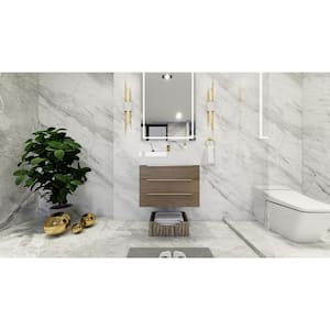 Bethany 24 in. W x 20 in. D x 22 in. H Single Sink Floating Bath Vanity in Light Oak with White Acrylic Top