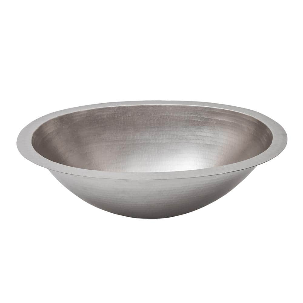19" Oval Hammered Copper Undermount Bathroom Sink in Electroless Nickel