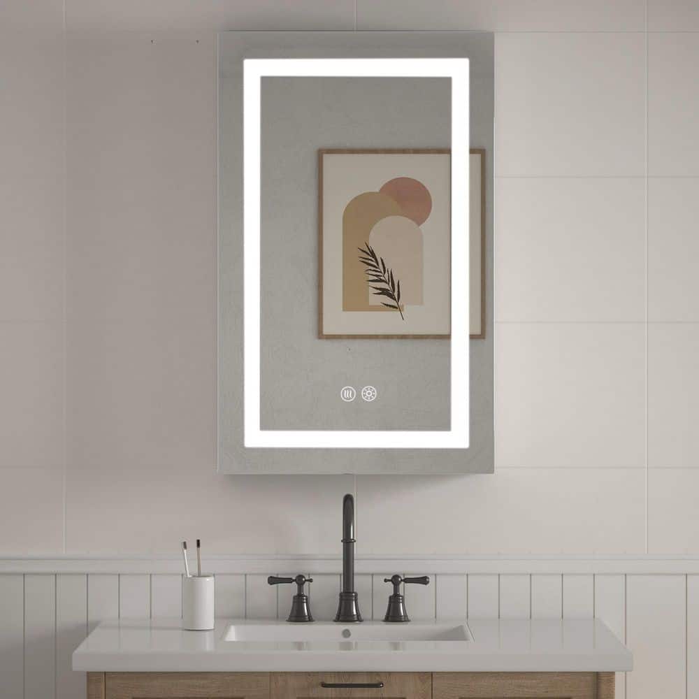 24 in. W x 32 in. H Rectangular Silver LED Anti-Fog Aluminum Recessed/Surface Mount Medicine Cabinet with Mirror / Right price history on PriceWatchPro