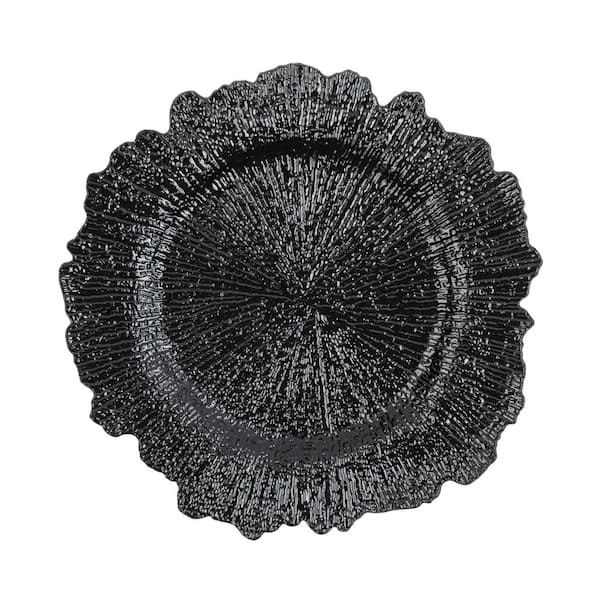 American Atelier 13 in. D Black  Reef Set Of 4 Polypropylene Charger Plates
