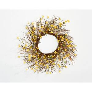 24 in. Artificial Forsythia Pussy Willow Twig Wreath