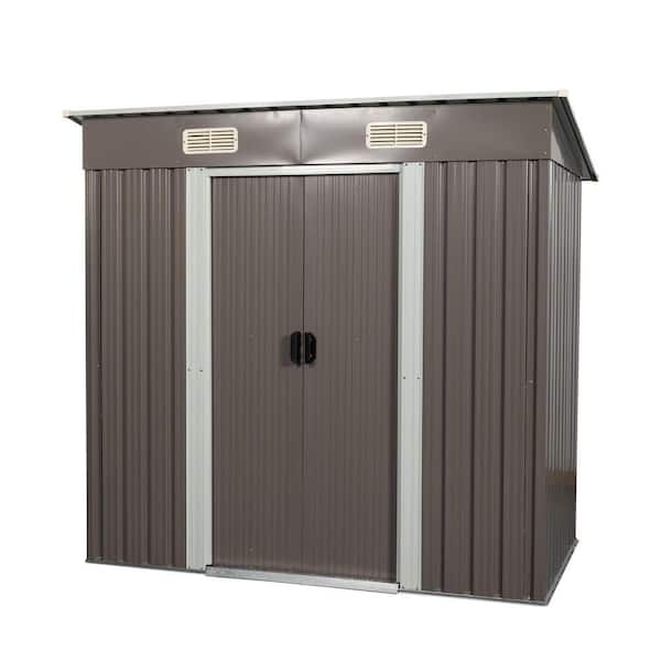 6 ft. W x 4 ft. D Gray Metal Shed with Metal foundation (24 sq. ft. )