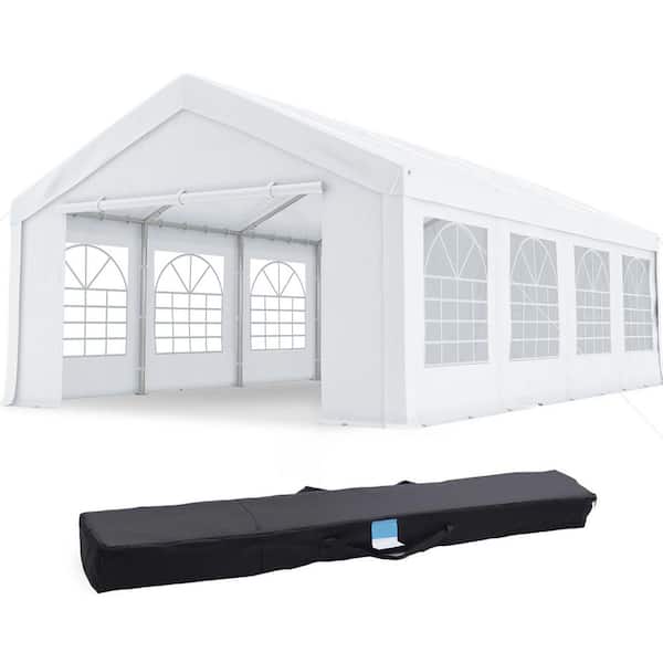 Heavy Duty 20 ft. x 60 ft. White Outdoor Party Tent Canopy with Removable Sidewalls and Storage Bags