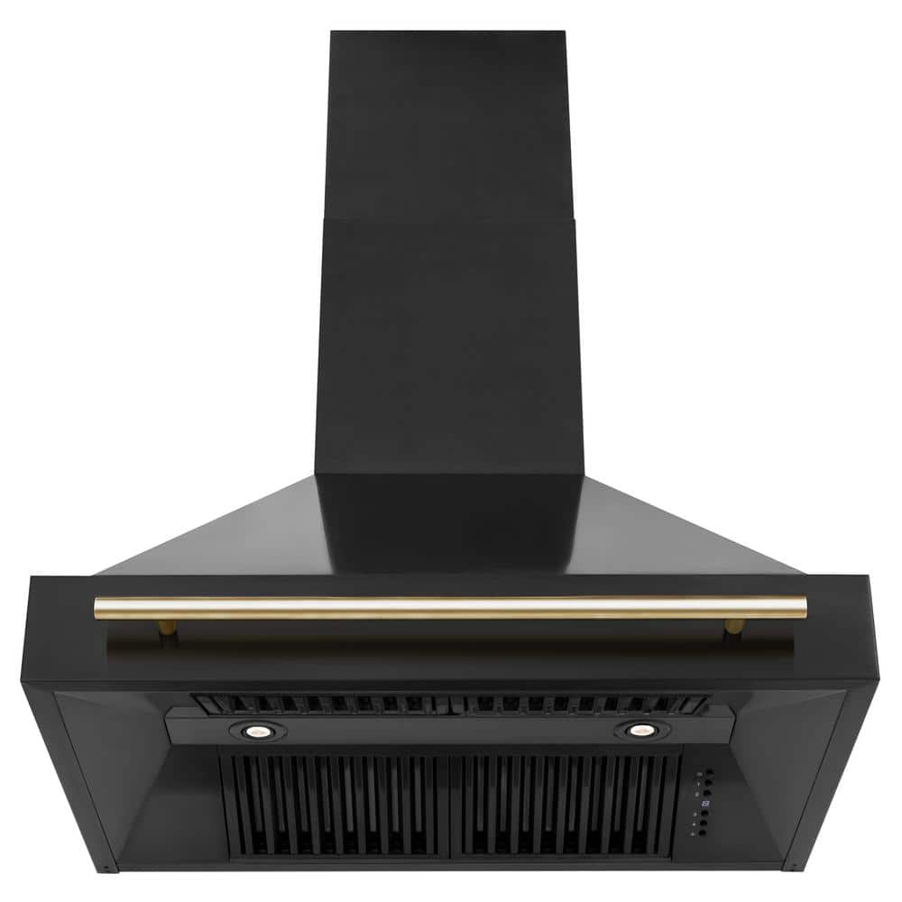 36" Black Stainless Steel Convertible Wall Mount Range Hood